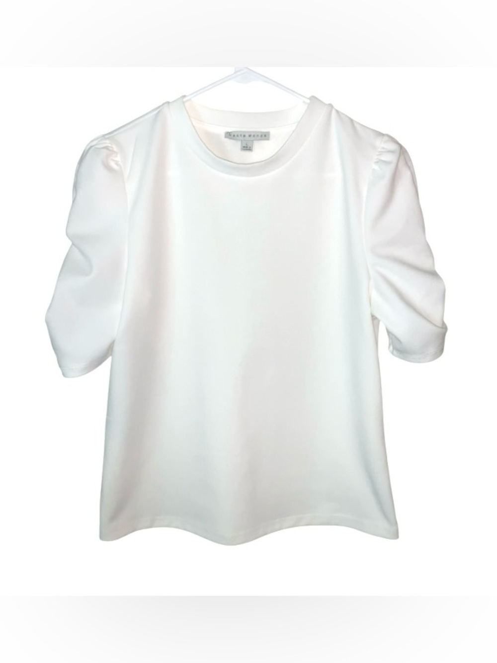 Haute Monde White Short Puff Sleeve Tee